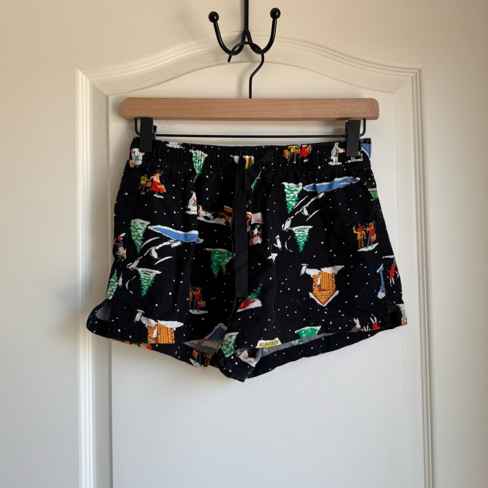 Old Navy Black Pajama Shorts with Festive Print